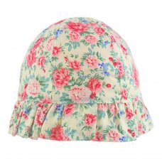 0312: Girls Cream Floral Cloche Hat